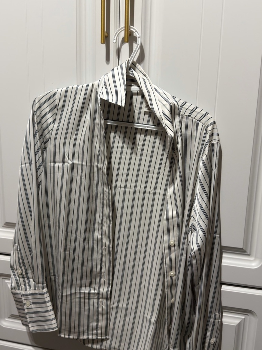 H&M White Dress Shirt with Black Pinstripes - Picture 2 of 3